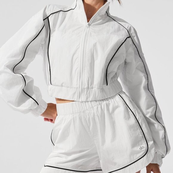 ALO Yoga Tops - Auth Alo Yoga Set Motivate Full-Zip Track Jacket And Motivate Track Short White